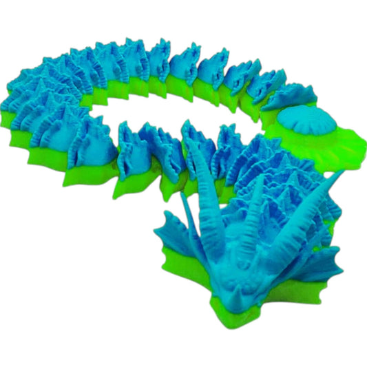 Coral Dragon – Articulated Oceanic Dragon Figurine for Desk Display, Stress Relief & Custom Painting – 3D Printed in Canada