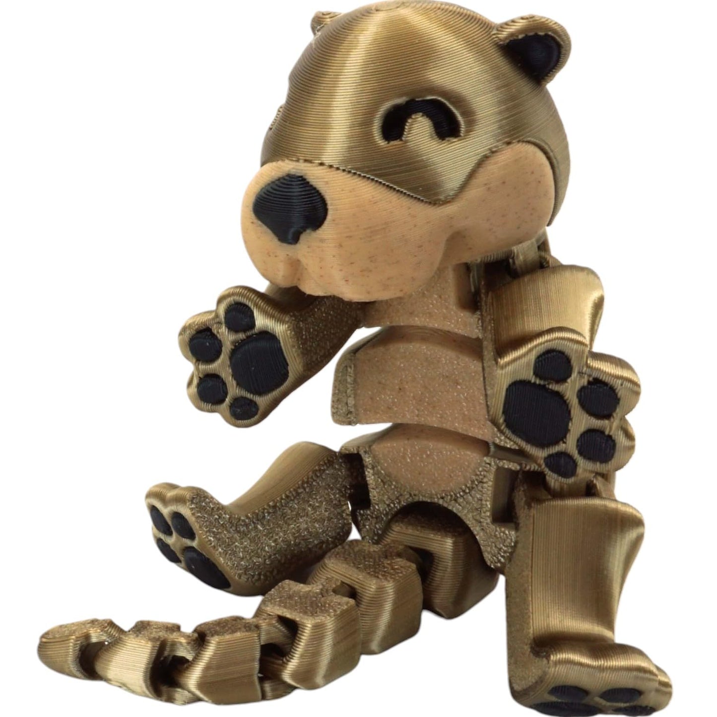 Articulated Otter Figurine with Clam – Cute Poseable Sea Otter Collectible for Desk Decor or Fidget Play, Flexible Animal Sculpture for Teens & Adults – 3D Printed in Canada