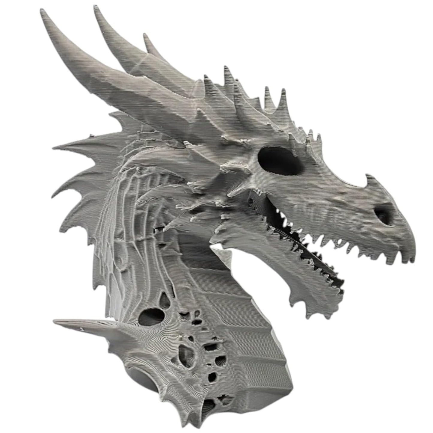 Undead Dragon Bust – Gothic Fantasy Skull Sculpture with Hollow Eyes & Eroded Bone Texture – Dark Display Figure for Collectors – 3D Printed in Canada