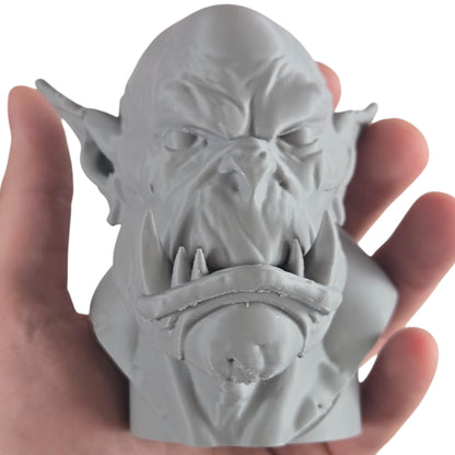 Orc Bust Sculpture – Fantasy Monster Head Figurine for Display, Painting, or RPG Inspiration – Grim Orc Decor Model – 3D Printed in Canada