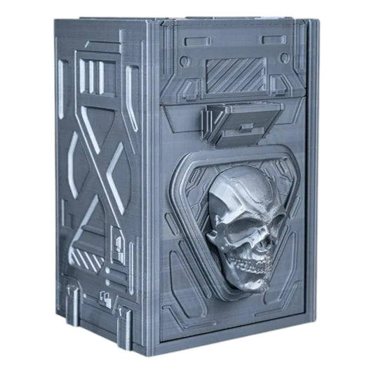 Core Decay Deck Box – Sci-Fi Skull Design Trading Card Storage Case for Standard & Sleeved Decks – Fits 100+ Cards – Durable & Stylish Card Holder for TCG & CCG Players – 3D Printed in Canada