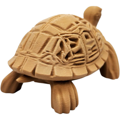 Wood Carved-Style Tortoise Figurine – Realistic 3D Printed Reptile Sculpture for Shelf Decor, Desk Display & Collectors – 3D Printed in Canada