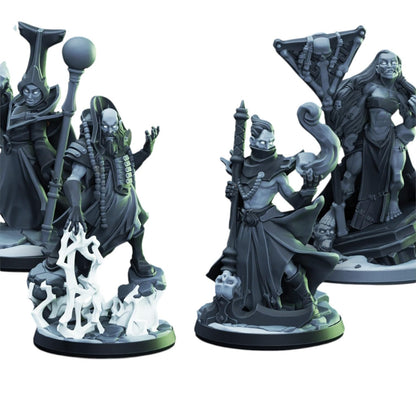 Wizards of The Realm Miniature Set – Fantasy RPG & Wargaming Spellcasters for Painting and Collectors – Detailed Resin Figures – 3D Printed in Canada