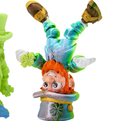 Articulated Leprechaun Figurine – St. Patrick’s Day Fidget Toy for Teens & Adults – Lucky Clover Irish Desk Buddy – 3D Printed in Canada