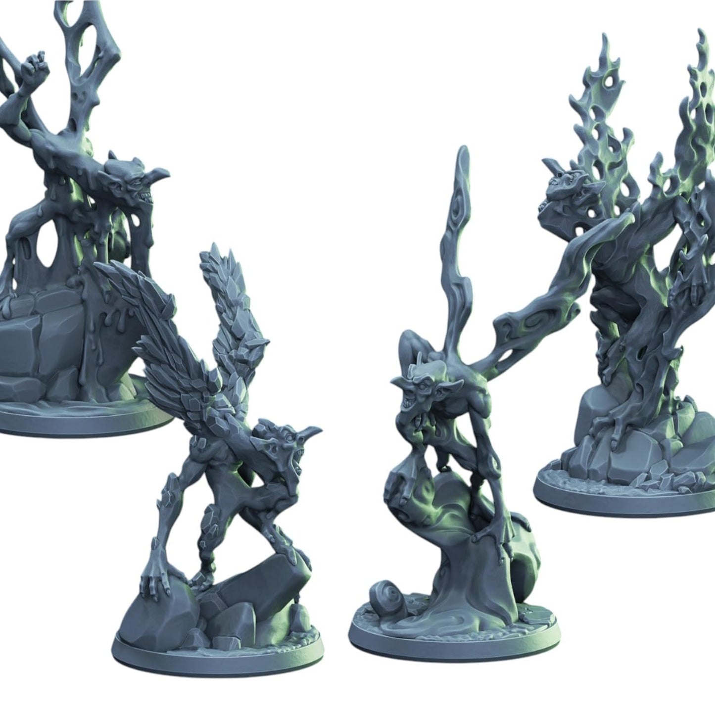 Mephit Elementals Miniature Set – 4 Fantasy RPG & Wargaming Figures Representing The Elements – Detailed Resin Models – 3D Printed in Canada
