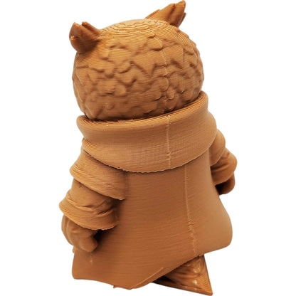 The Sorcerer Owl Figurine – Fantasy Owl Mage with Cloak & Spellcaster Garb – Owls & Dragons Collection – Paintable Display Miniature – 3D Printed in Canada