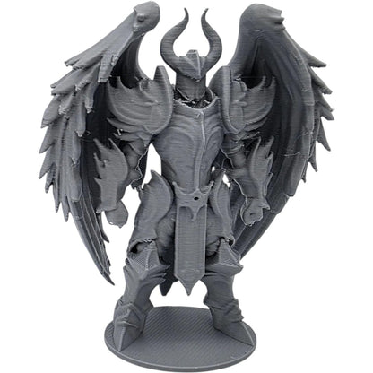 Winged Demon in Armor Miniature – Dark Fantasy Fallen Angel Figurine for RPG, Display, or Dioramas – Armored Infernal Warrior – 3D Printed in Canada