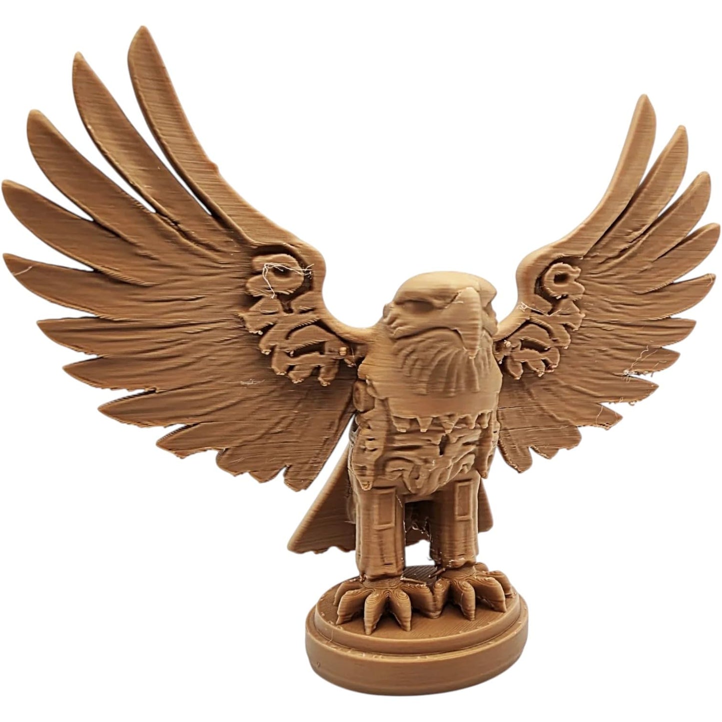 Majestic Eagle Figurine with Outstretched Wings – Wood-Look 3D Printed Bald Eagle Sculpture for Desk or Shelf Display – 3D Printed in Canada