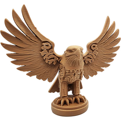 Majestic Eagle Figurine with Outstretched Wings – Wood-Look 3D Printed Bald Eagle Sculpture for Desk or Shelf Display – 3D Printed in Canada
