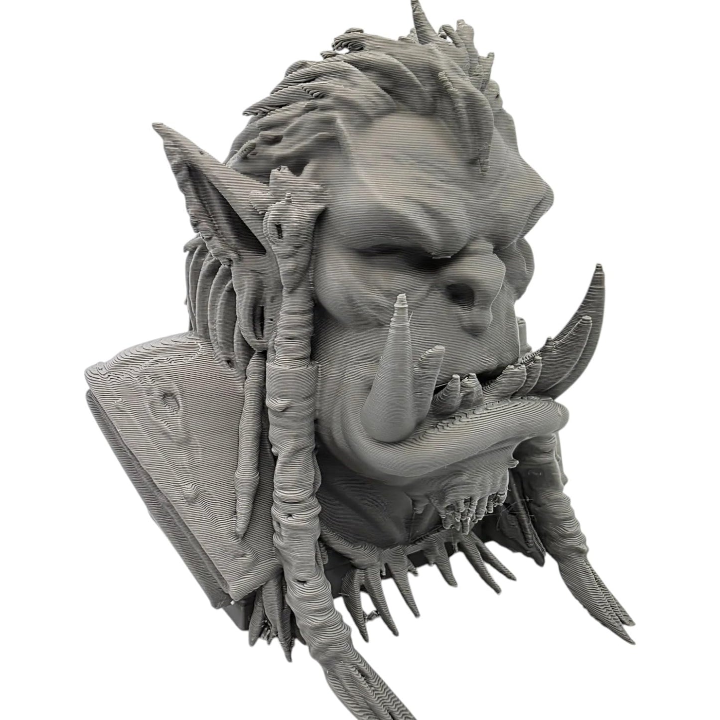 Orc Chieftain Bust – Tribal Warlord Head Sculpture for Fantasy Display, Painting, or RPG Inspiration – Savage Orc Leader Figurine – 3D Printed in Canada