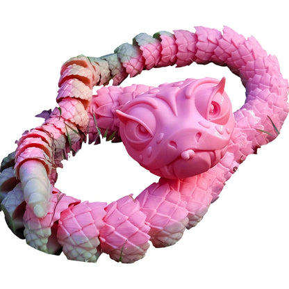 Articulated Toon Viper Snake Figurine – Poseable Fantasy Serpent Sculpture for Display, Collecting & DIY Painting – 3D Printed in Canada