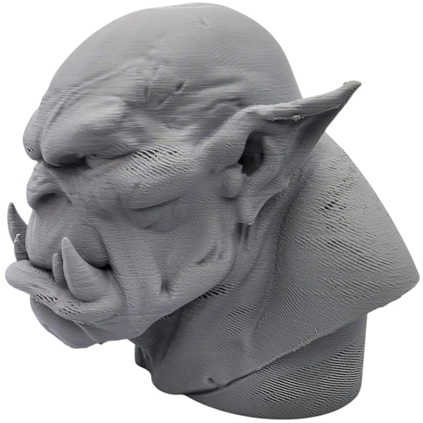 Orc Bust Sculpture – Fantasy Monster Head Figurine for Display, Painting, or RPG Inspiration – Grim Orc Decor Model – 3D Printed in Canada