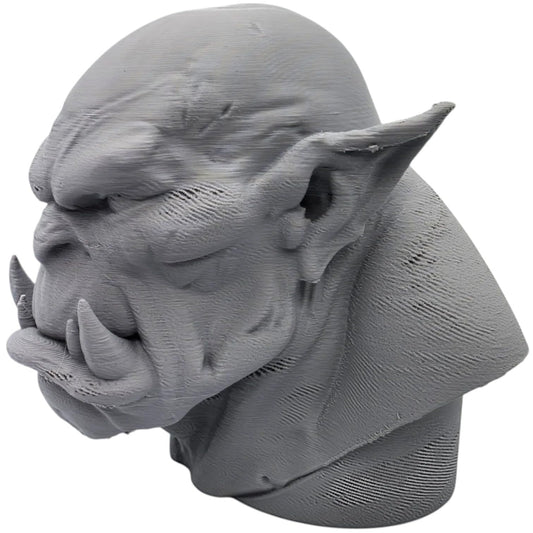 Orc Bust Sculpture – Fantasy Monster Head Figurine for Display, Painting, or RPG Inspiration – Grim Orc Decor Model – 3D Printed in Canada