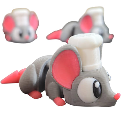 5-Pack Mini Baby Chef Mouse Figurines – Articulated Desk Pets, Poseable Fidget Toys, Mystery Mini Animals – 2 Inch Collectible Mice – 3D Printed in Canada