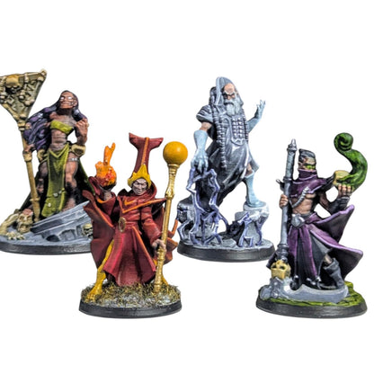 Wizards of The Realm Miniature Set – Fantasy RPG & Wargaming Spellcasters for Painting and Collectors – Detailed Resin Figures – 3D Printed in Canada
