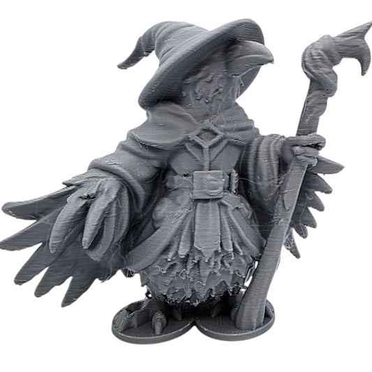 Crow Conjuror Figurine – Fantasy Wizard Crow Statue with Staff – Magical Owl & Raven Inspired Miniature for Display or Painting – 3D Printed in Canada
