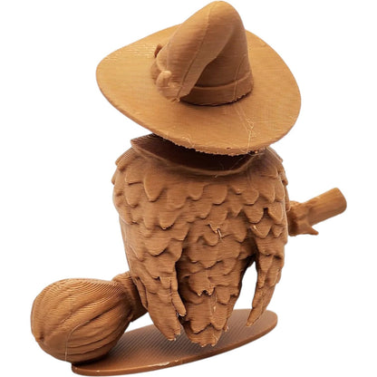 The Witch Owl Figurine – Fantasy Owl Miniature on Broomstick with Wizard Hat – Perfect Halloween Figurine or Painting Model – 3D Printed in Canada