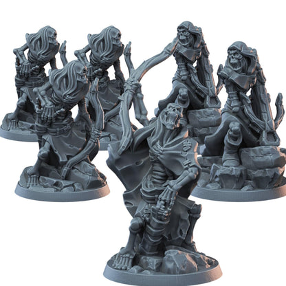 Undead Archer Warband – Set of 6 Skeleton Bow & Crossbow Miniatures for Fantasy Tabletop Battles, RPG Campaigns & Painting – 3D Printed in Canada