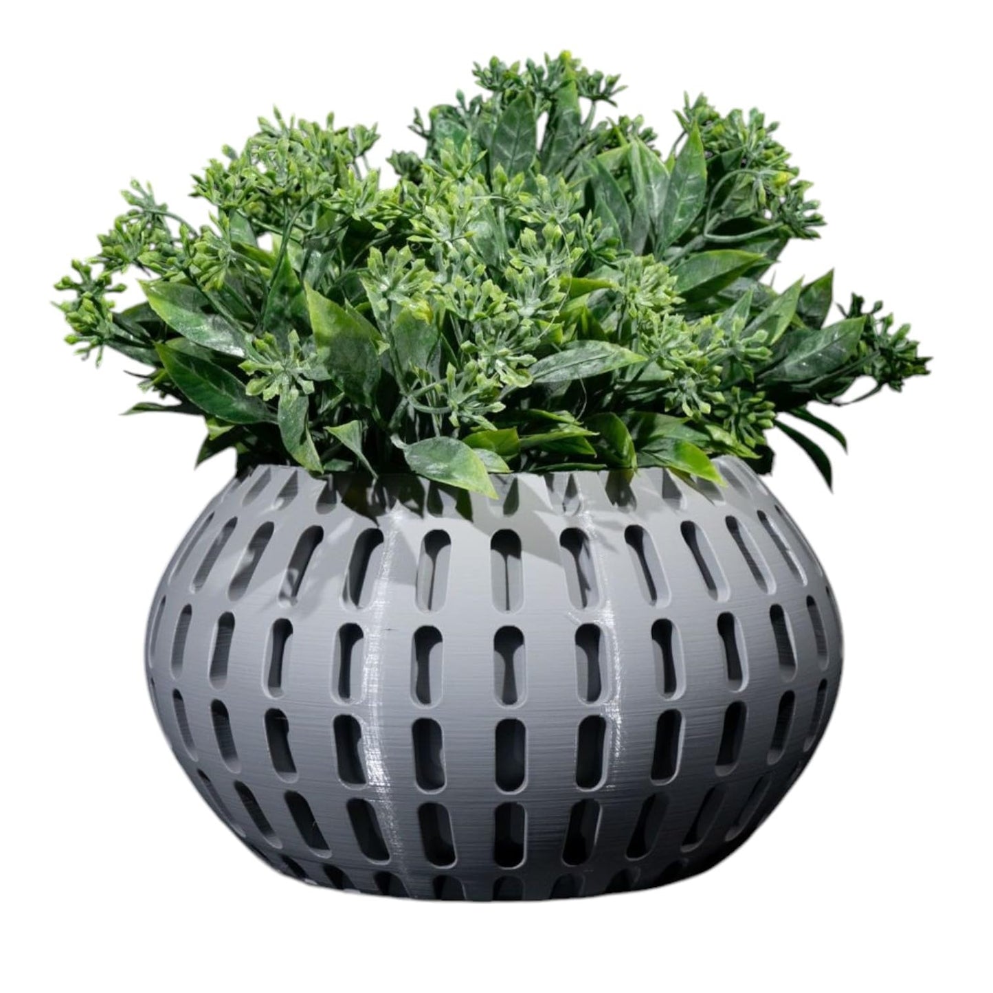 Modern Geometric Xander Planter – Decorative 3D Printed Vase for Succulents, Faux Plants & Home Accents – Unique Slotted Bowl-Style Indoor Planter – 3D Printed in Canada