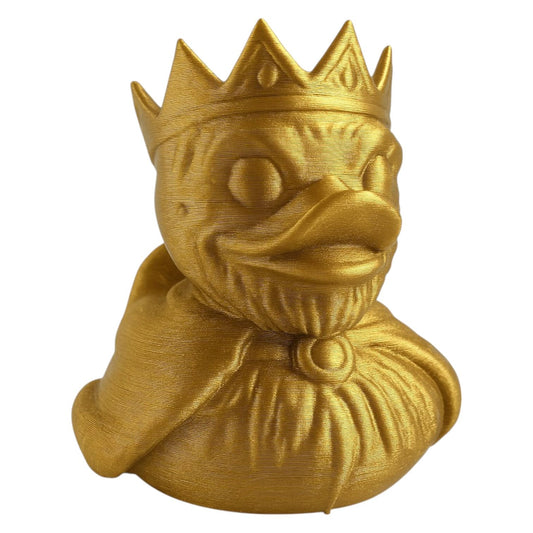 Royal King Duck Figurine – Medieval Duck Collectible with Crown and Cape – Fantasy Rubber Duck Sculpture for Desk or Shelf – 3D Printed in Canada