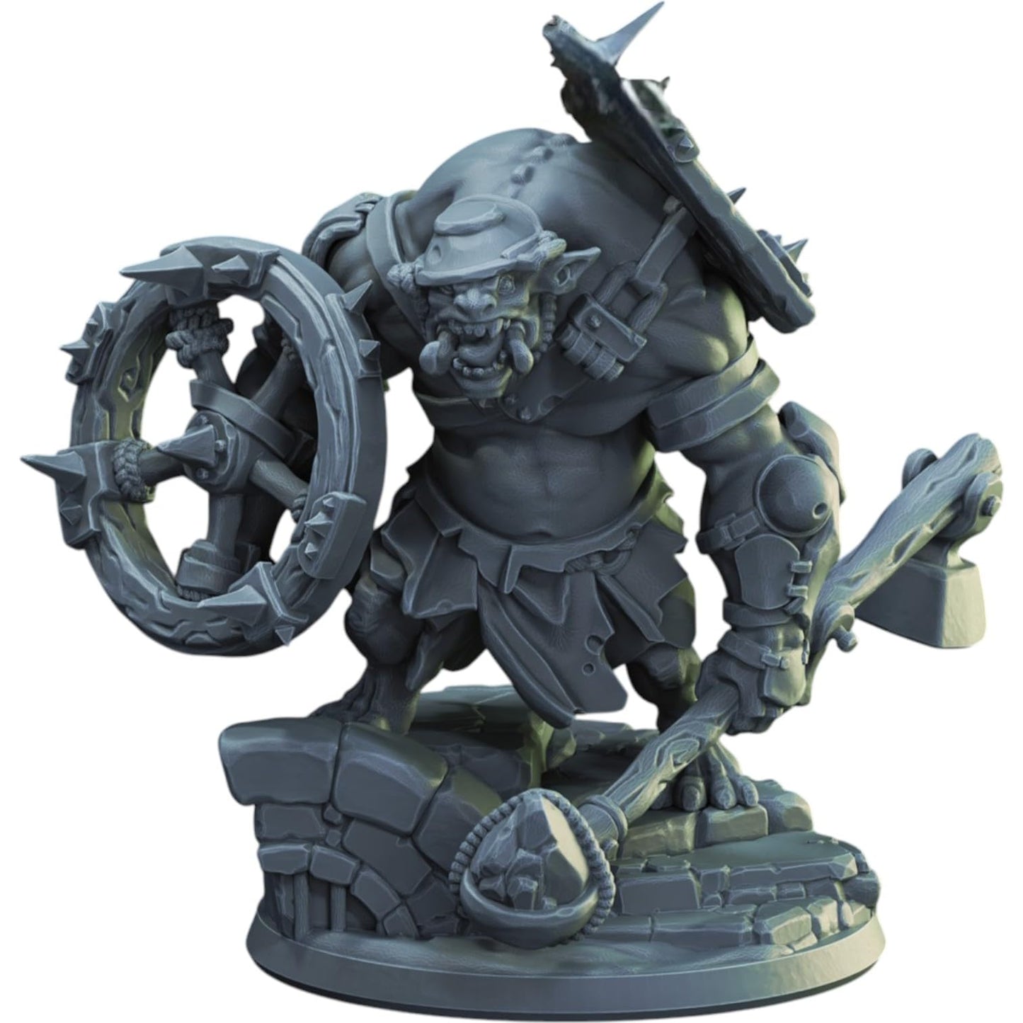 Spiked Shield Ogre Miniature for Fantasy Tabletop Battles, Dioramas & Painting | Resin Model for RPG Creators – 3D Printed in Canada
