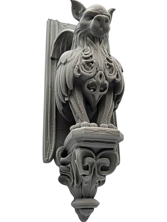 Gothic Gargoyle Wall Sconce – Winged Fantasy Creature Wall Decor for Home or Office, Dark Mythical Sentinel Sculpture – 3D Printed in Canada