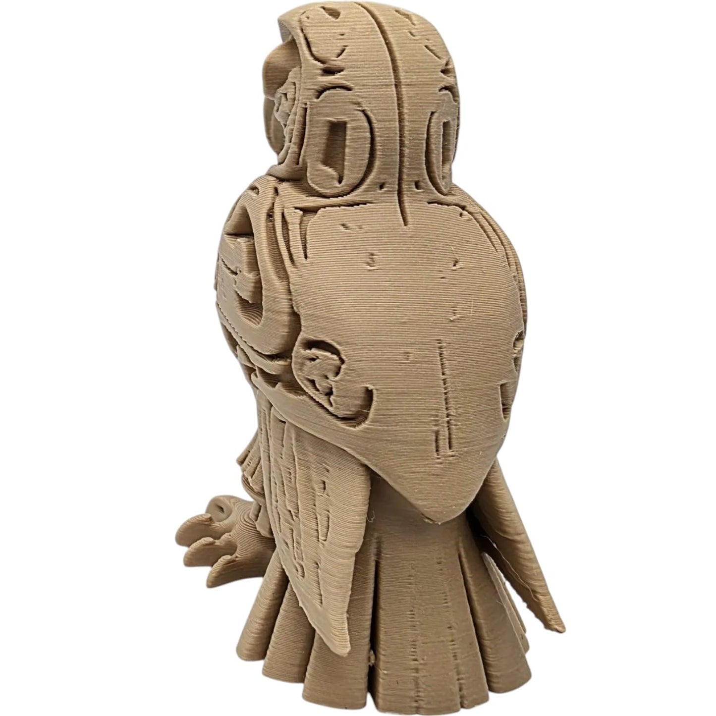 Eagle Totem Figurine with Tribal-Inspired Detail – Wood-Style 3D Printed Decorative Bird Sculpture for Shelf or Altar – 3D Printed in Canada