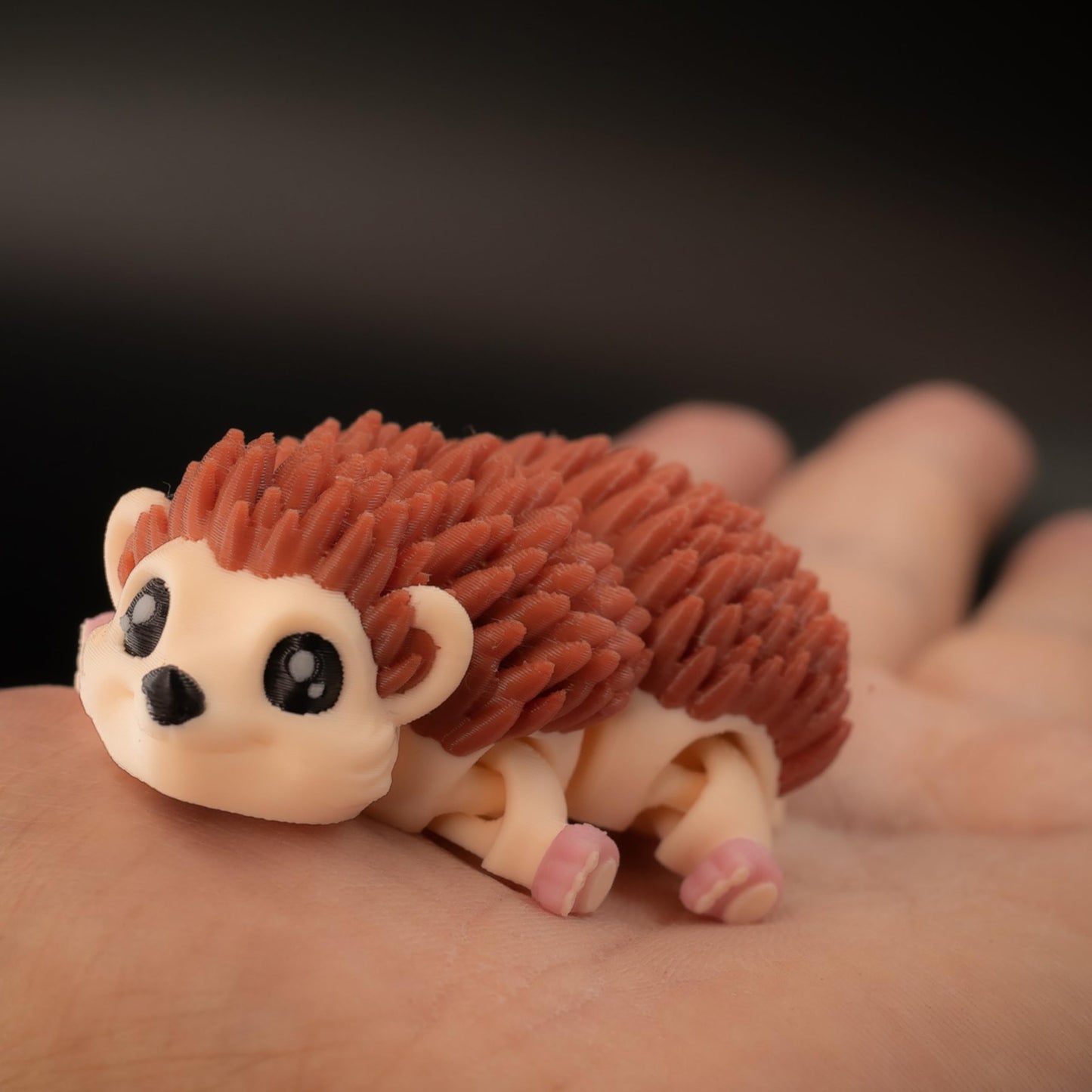 Hedgehog Fidget Figurine – Articulated Pocket Pet Toy with Spiky Texture & Cute Eyes – Stress Relief Desk Companion for Teens & Adults – Animal Collectible Sculpture – 3D Printed in Canada
