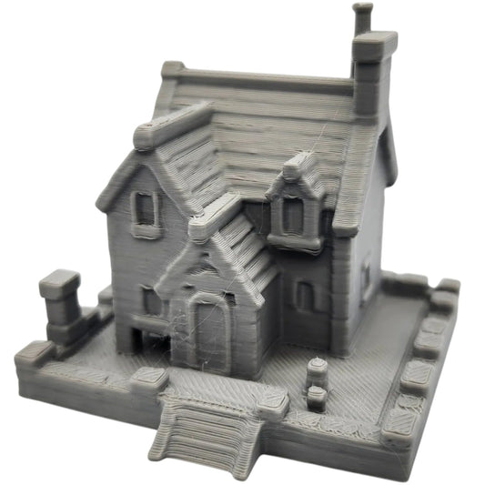 Stone House Miniature – Fantasy Cottage Terrain with Walled Base for Tabletop RPG Maps, Dioramas & Village Displays – 3D Printed in Canada