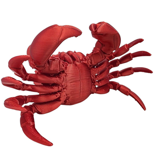 Realistic Crab Figurine – Lifelike 3D Printed Marine Crab Model in Glossy Red for Ocean Decor, Coastal Display, or Collector Shelf – 3D Printed in Canada