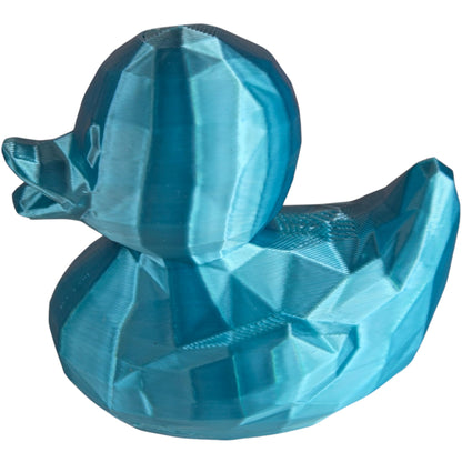 Crystal Duck Figurine – Iridescent Blue Display Duck Collectible Decor for Desk or Shelf – 3D Printed in Canada