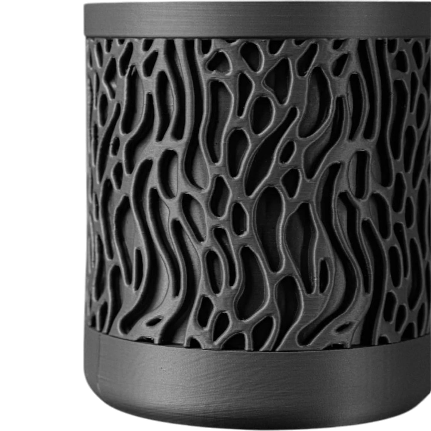 Wall-Mounted Planter Pot with Organic Lattice Design – Modern Black Indoor Plant Holder with Drainage & Reservoir – 3D Printed in Canada