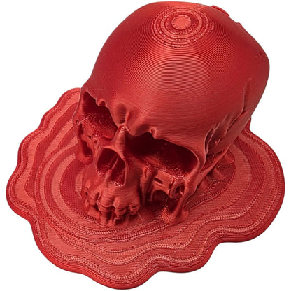 Melting Skull Decorative Sculpture – Dripping Horror Skull Halloween Prop, Creepy Resin-Style Desktop Ornament for Gothic Aesthetic, Desk Art & Spooky Décor – 3D Printed in Canada