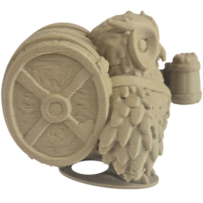 The Friar Owl Figurine – Fantasy Owl with Ale Tankard & Barrel Backpack – Owls & Dragons Collection – Paintable Miniature Display Figure – 3D Printed in Canada