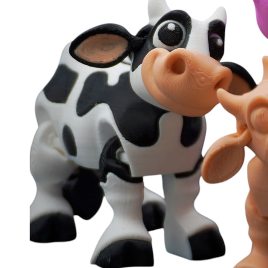 Articulated Cow Fidget Toy – Print-in-Place No Support Needed – Posable Barn Animal Figure for Desk, Shelf, or Stress Relief – 3D Printed in Canada