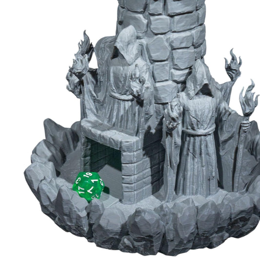 Mad Wizard Dice Tower for DND, Pathfinder, Tabletop RPGs – Sorcerer Tower Sculpture Dice Roller – Fantasy Gaming Accessory – 3D Printed in Canada