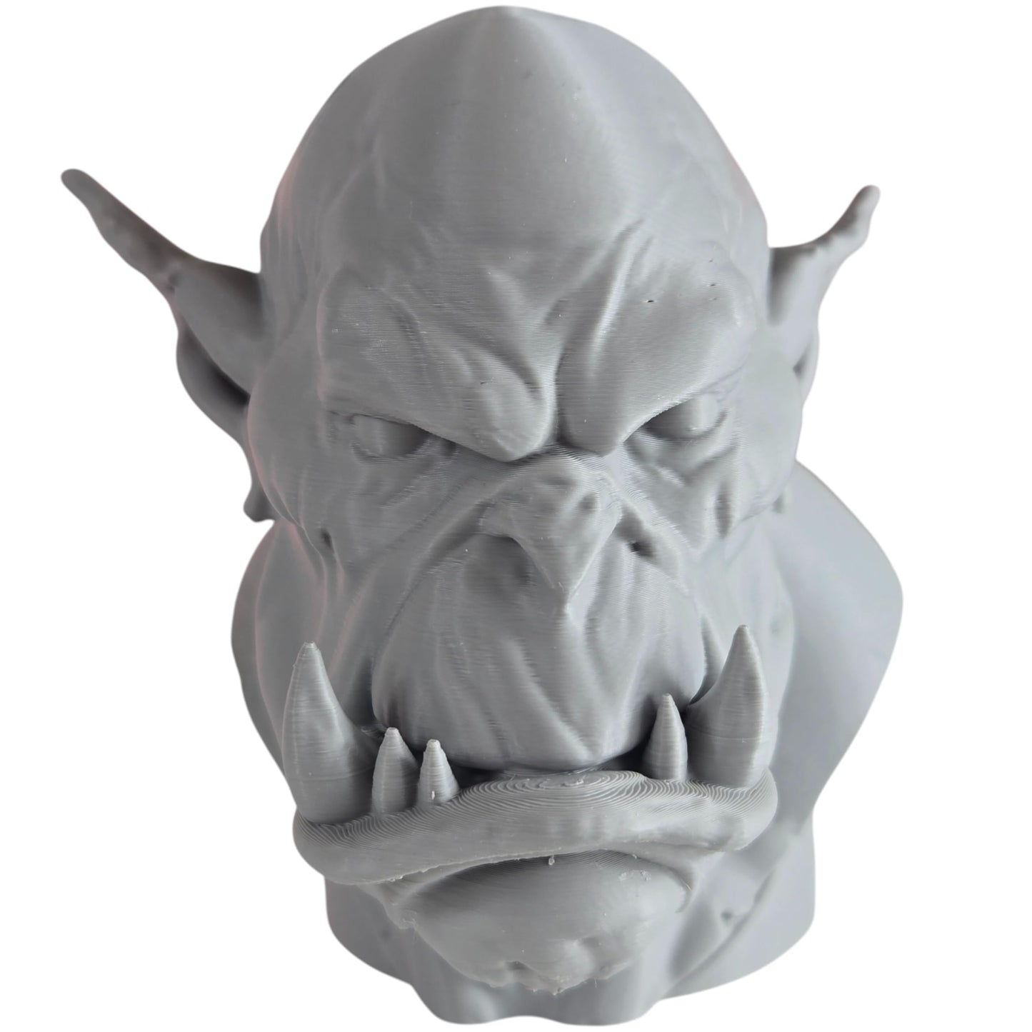 Orc Bust Sculpture – Fantasy Monster Head Figurine for Display, Painting, or RPG Inspiration – Grim Orc Decor Model – 3D Printed in Canada