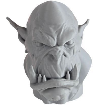Orc Bust Sculpture – Fantasy Monster Head Figurine for Display, Painting, or RPG Inspiration – Grim Orc Decor Model – 3D Printed in Canada