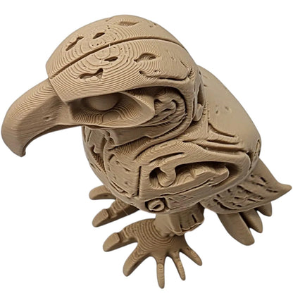 Eagle Totem Figurine with Tribal-Inspired Detail – Wood-Style 3D Printed Decorative Bird Sculpture for Shelf or Altar – 3D Printed in Canada