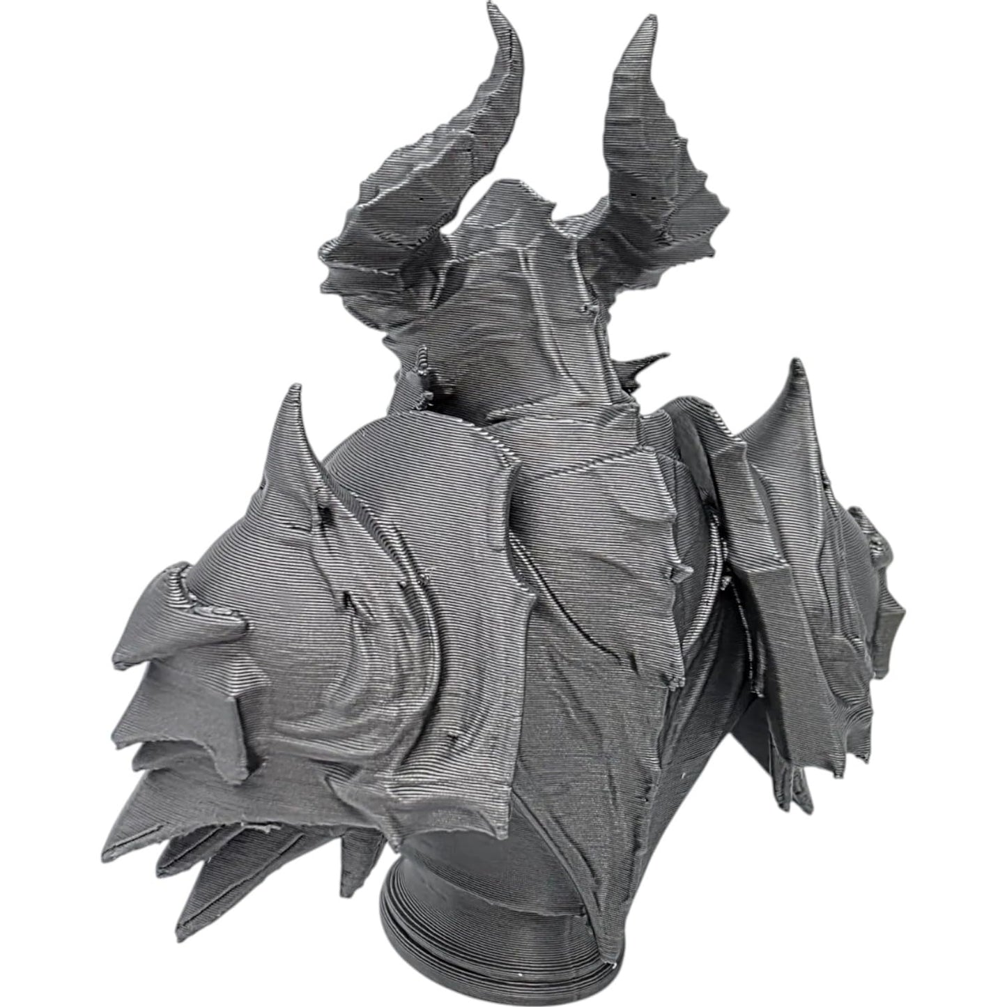 Demonic Armor Bust Display – Spiked Fantasy Helmet & Shoulder Armor Figurine for Display, Dioramas, or RPG Worldbuilding – 3D Printed in Canada
