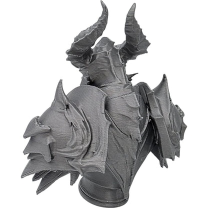 Demonic Armor Bust Display – Spiked Fantasy Helmet & Shoulder Armor Figurine for Display, Dioramas, or RPG Worldbuilding – 3D Printed in Canada
