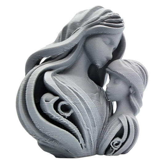 Mother & Daughter Embrace Statue – Elegant Minimalist Figurine for Shelf or Desk Décor – 3D Printed in Canada