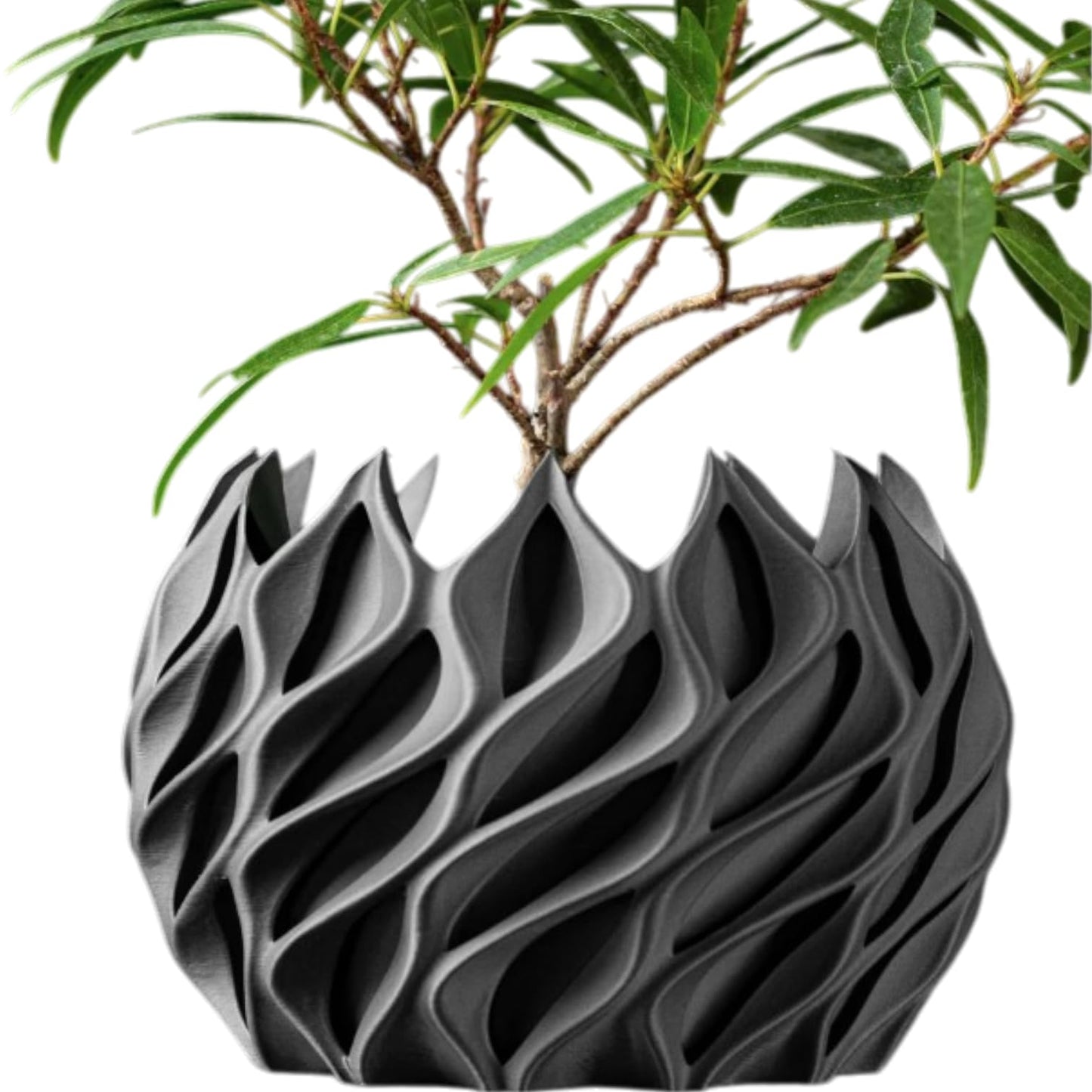 Modern Twisted Planter Pot – Sculptural Decorative Vase for Succulents, Air Plants, or Faux Greenery – Geometric Home Accent for Office or Living Room – 3D Printed in Canada