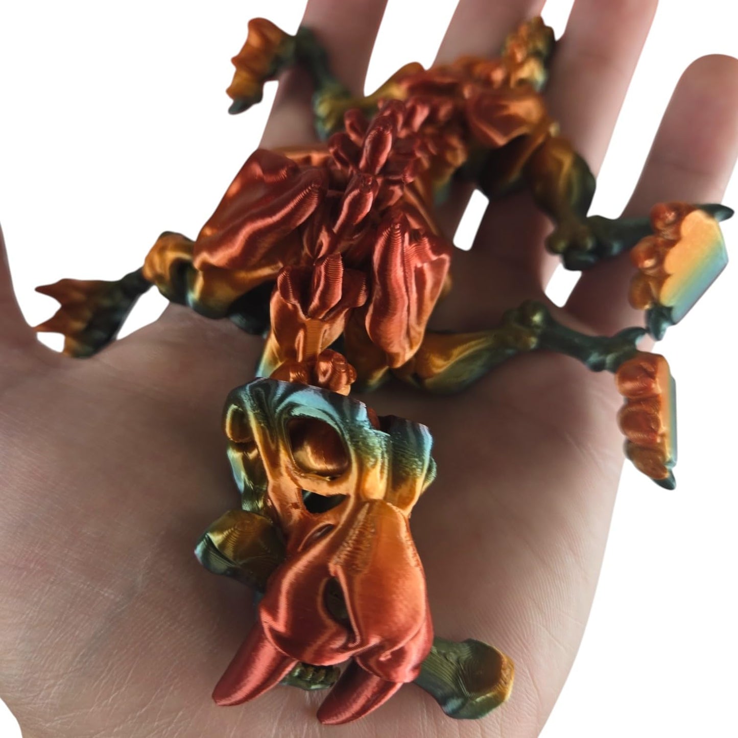 Articulated Skeleton Saber Tooth Tiger Figurine – Flexible Dinosaur Fossil Fidget Decor in Rainbow Multicolor – 3D Printed in Canada