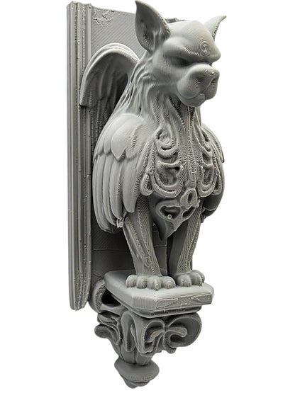 Gothic Gargoyle Wall Sconce – Winged Fantasy Creature Wall Decor for Home or Office, Dark Mythical Sentinel Sculpture – 3D Printed in Canada