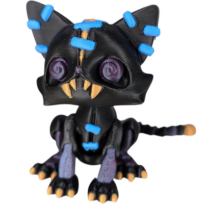Articulated Spooky Cat Figurine – Halloween-Inspired Unique Collectible – Gothic Cat Desk Toy for Teens & Adults – 3D Printed in Canada