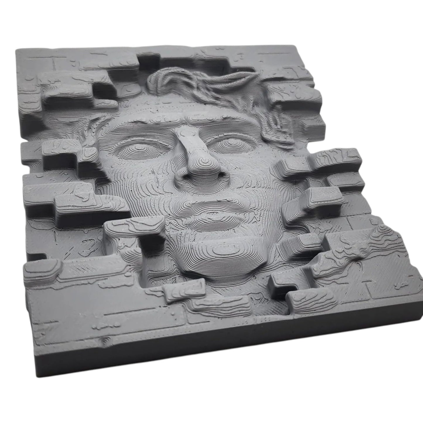 Face in the Brick Wall Sculpture – Surreal Illusion Art Piece for Home, Office, or Studio Display – 3D Printed in Canada