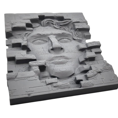 Face in the Brick Wall Sculpture – Surreal Illusion Art Piece for Home, Office, or Studio Display – 3D Printed in Canada