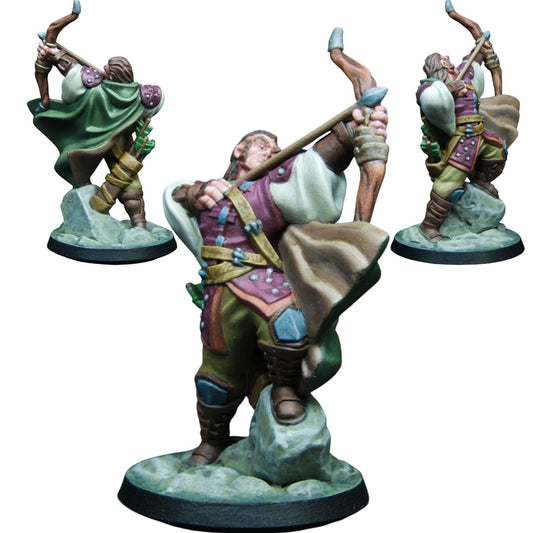 Ranger Male Miniature with Bow for Fantasy Tabletop RPGs – 32mm Scale Unpainted Resin Figure – 3D Printed in Canada