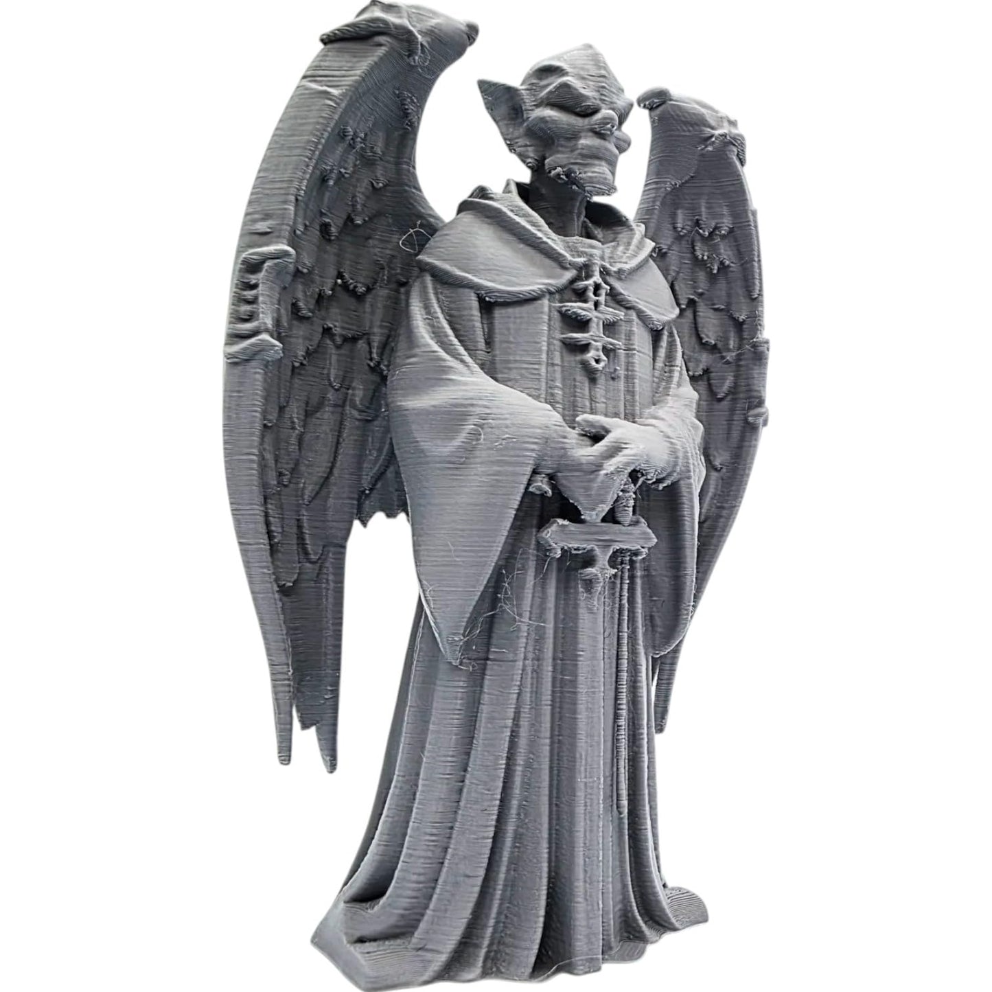 Fallen Celestial Gargoyle Statue – Gothic Angel Figurine for Desk or Shelf Display, Medieval Fantasy Decor for Adults and Teens – 3D Printed in Canada